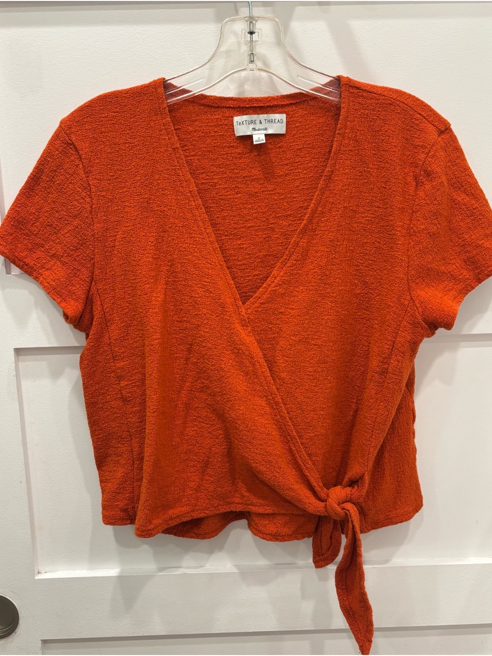 Madewell Texture & Thread Tangerine Tie-Front Short Sleeve Top
